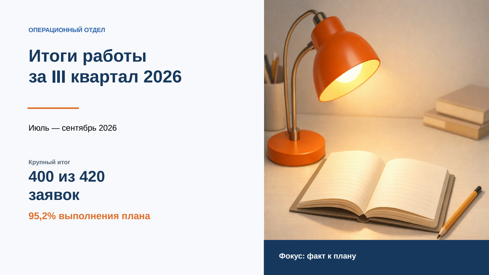 Слайд 1 настоящей презентации: итоги квартала